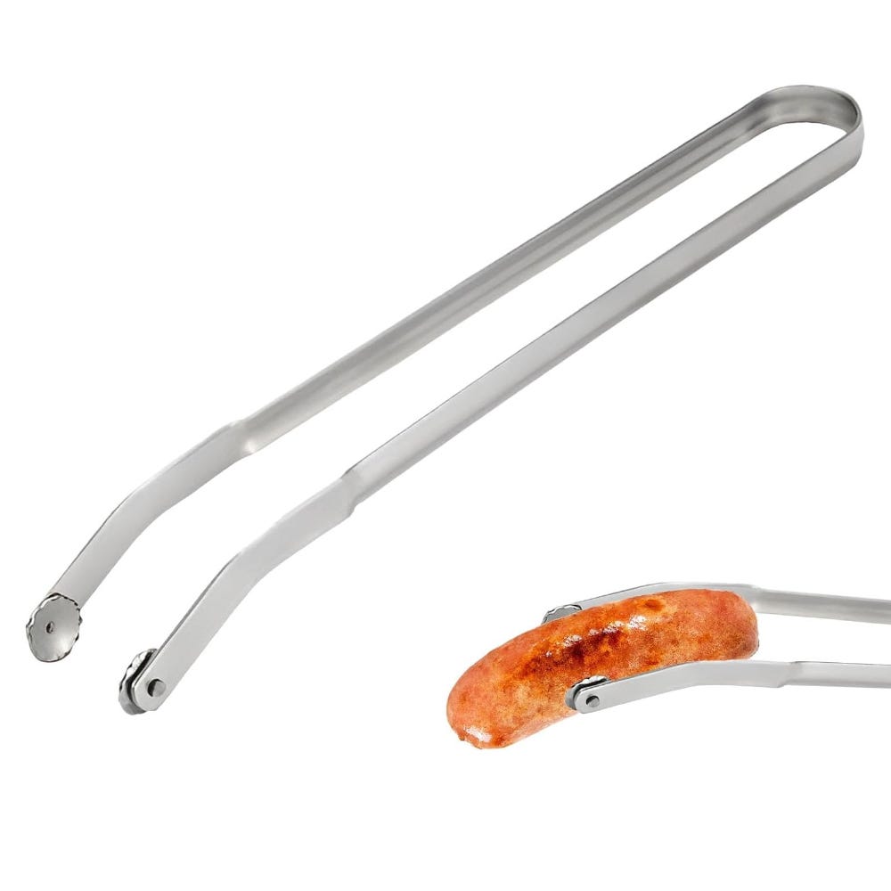 1 szt. długi grill 38 cm - łopatka do kiełbas - szczypce kuchenne ze stali nierdzewnej - szczypce do grilla - akcesoria do grilla