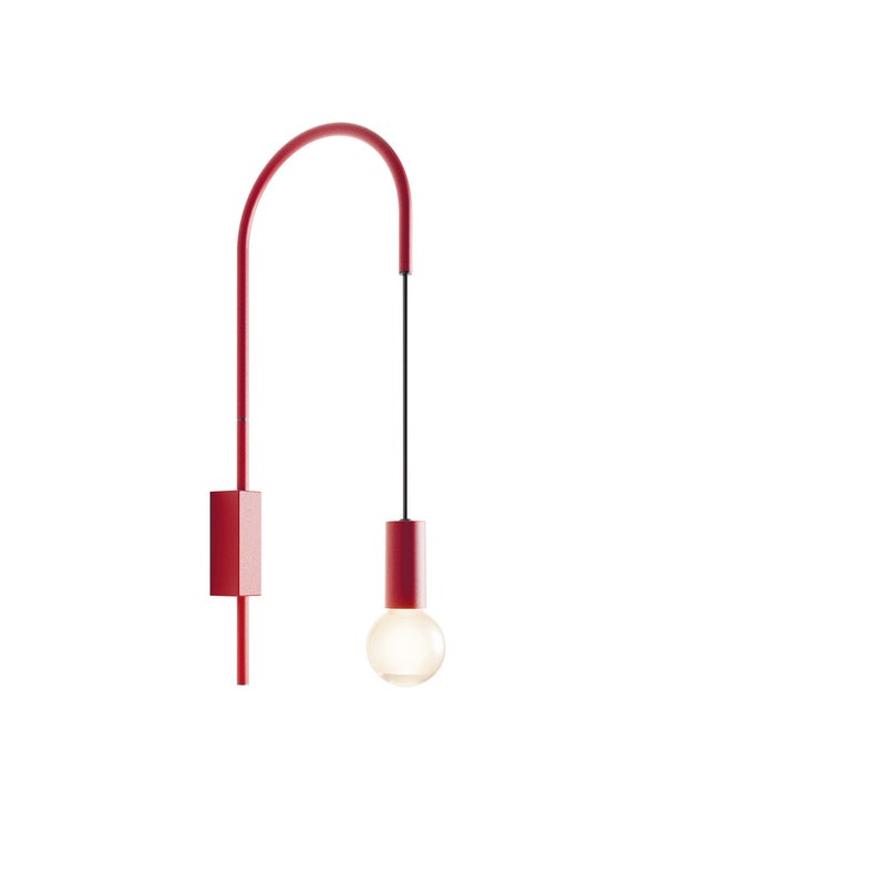 Zafferano - Lampa ścienna Filo, obrotowa 200°, malowany metal, żarówka E27 maks 60 W w zestawie, wys 61 cm - czerwona