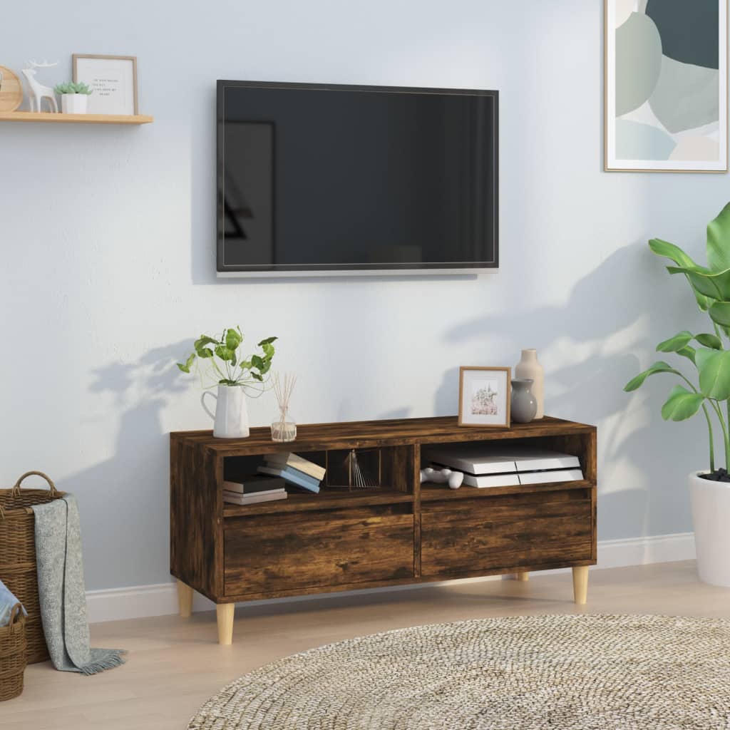 vidaXL Szafka TV, przydymiony dąb, 100x34,5x44,5 cm