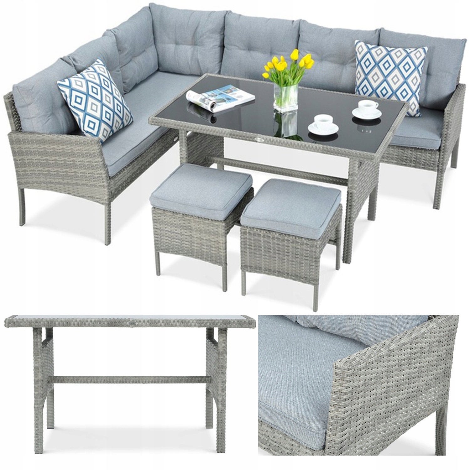 CORTINA NAROŻNIK + FOTEL DOLPHIN GREY 1 szt