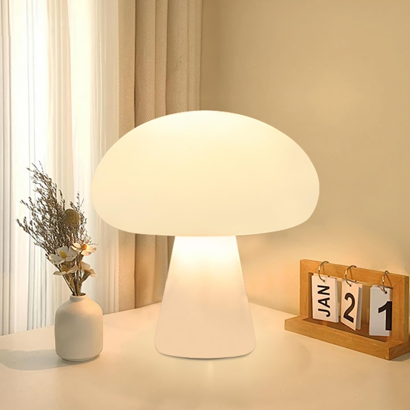 Nowoczesna lampka nocna z nastrojowym oświetleniem LED w kształcie grzyba z trójkolorową regulacją jasności, dekoracyjna lampka nocna, wersja wtykana