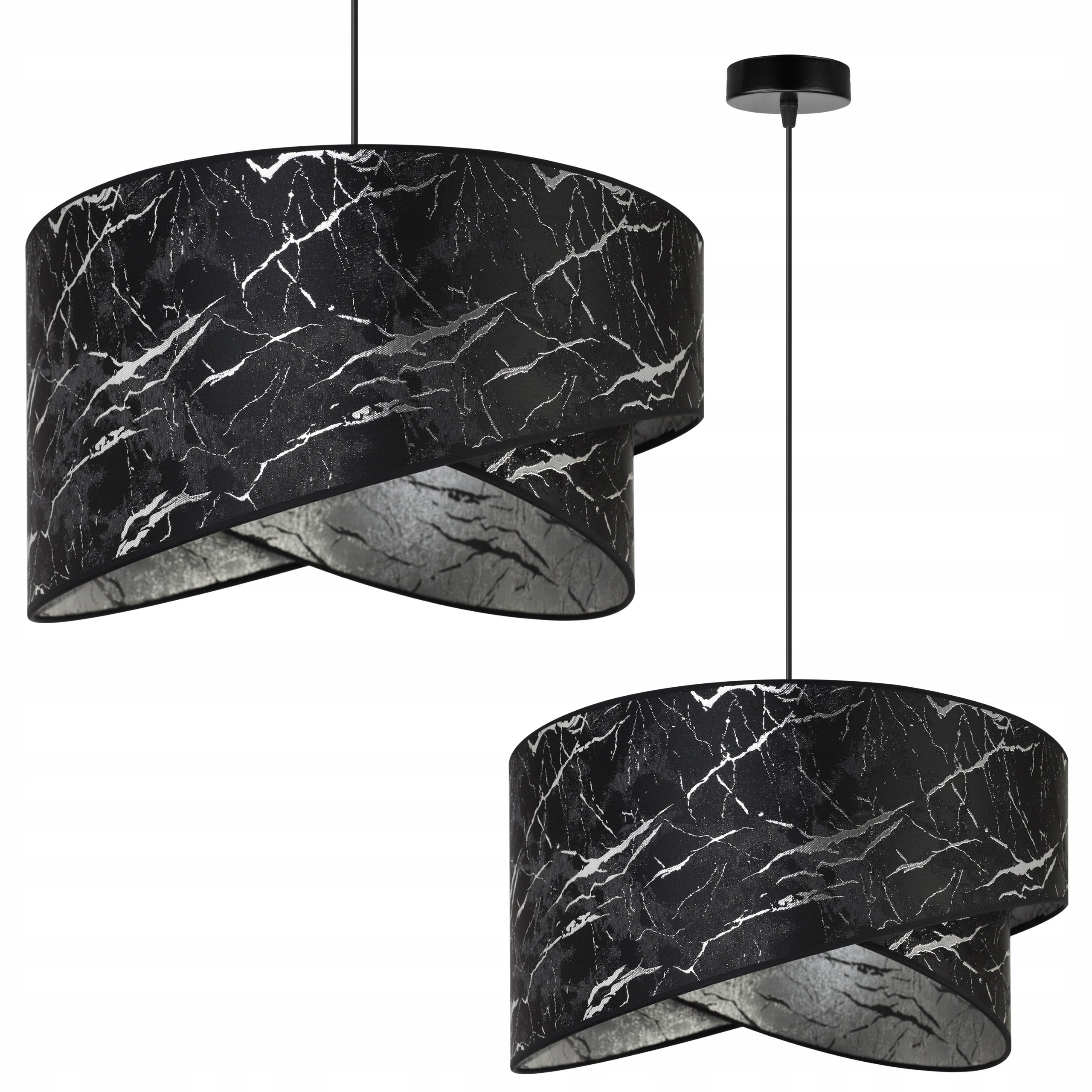 Lampa sufitowa wisząca Light Home LH Werona 1x E27 60W marmur czarny/srebrny