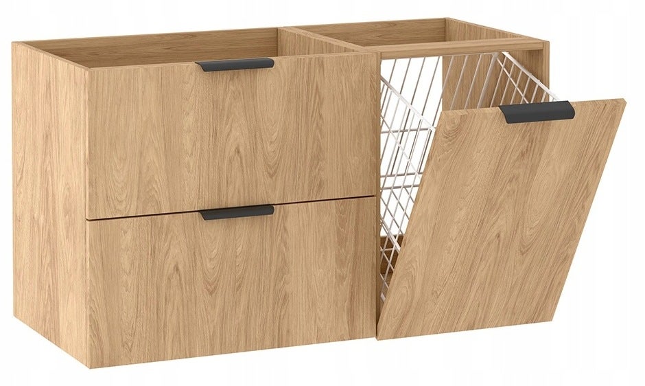 Szafka łazienkowa LUNA 100 cm hikora wisząca 60+40 z koszem