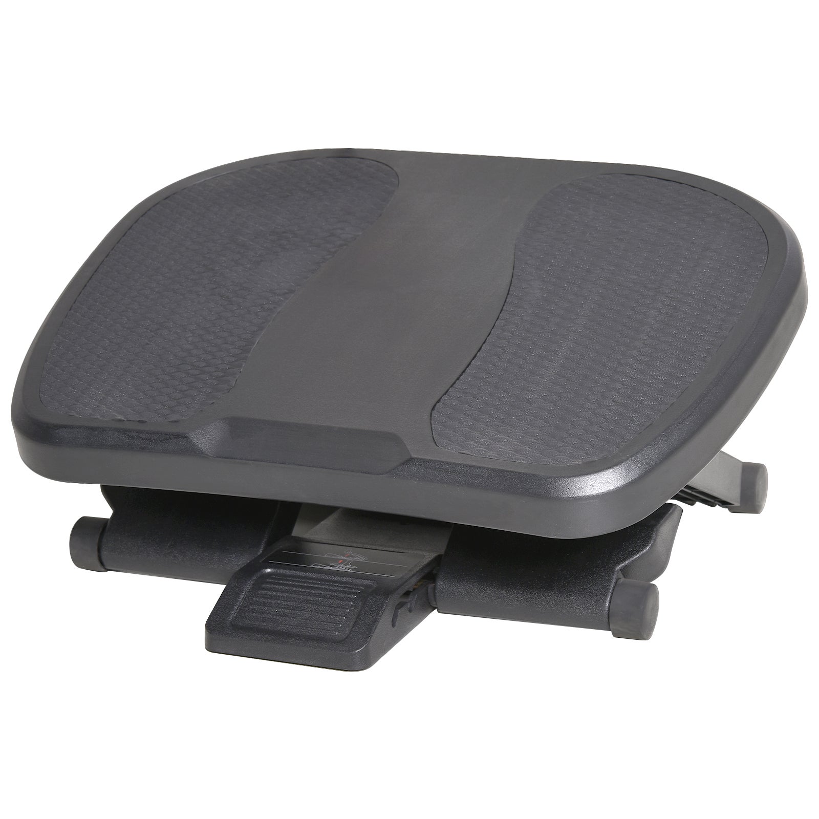 Podnóżek z regulacją wysokości i nachylenia, z powierzchnią masującą i antypoślizgowymi podkładkami, czarny