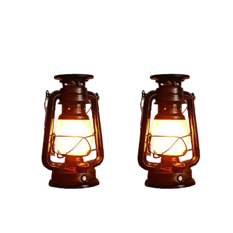 Zestaw 2 zewnętrznych latarni solarnych LED w stylu vintage, latarnia sztormowa, latarnia kempingowa retro z efektem płomienia, wodoodporna