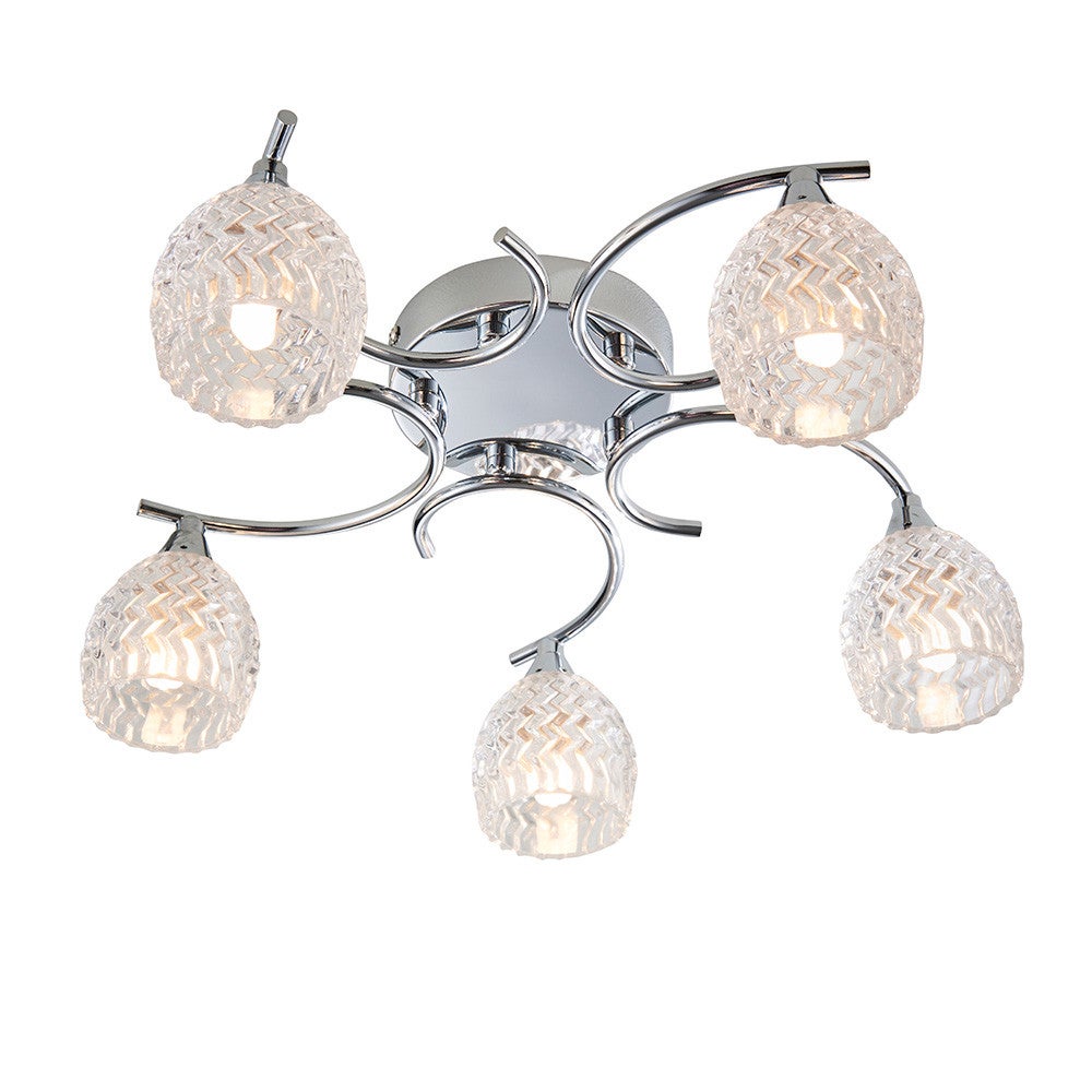 Lampa sufitowa ozdobna chromowana dekoracyjne klosze 5xG9 33W BOYER Endon