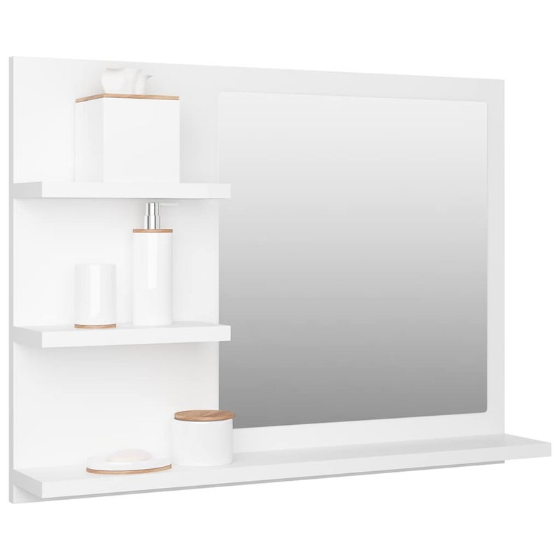 Lustro łazienkowe, białe 60x10,5x45 cm, materiał drewnopochodny