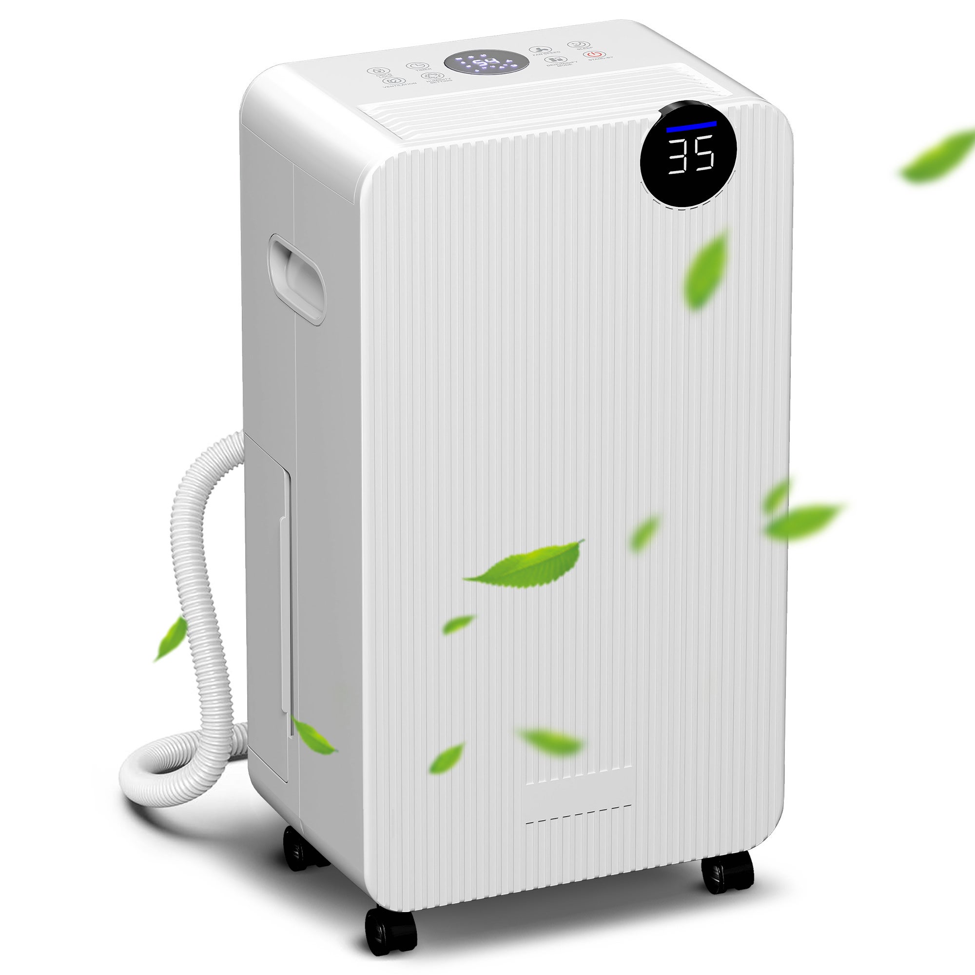 Osuszacz powietrza 12 l/dzień Zbiornik na wodę 2,1 l Wyświetlacz LED Timer 24-godzinny Blokada dziecięca do 12-25 m² Biały