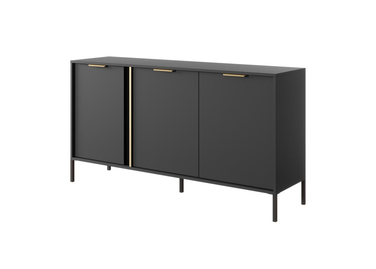 LARS – Komoda antracytowa 153 cm z 3 drzwiami – elegancja, która porządkuje przestrzeń