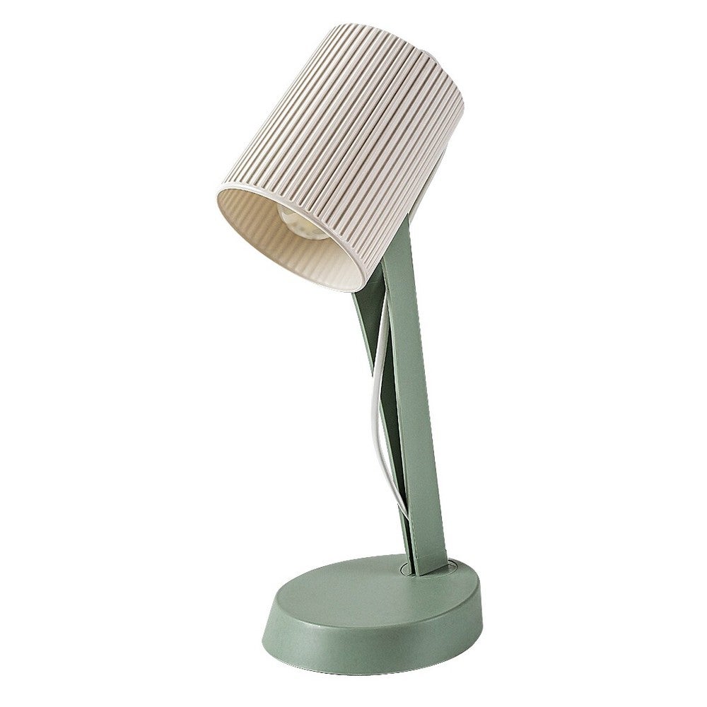 Lampa biurkowa biały ryflowany klosz Solvet 1xE14x11W tworzywo sztuczne zielono-biała wym:36,5x13,5x17cm IP20 Rabalux