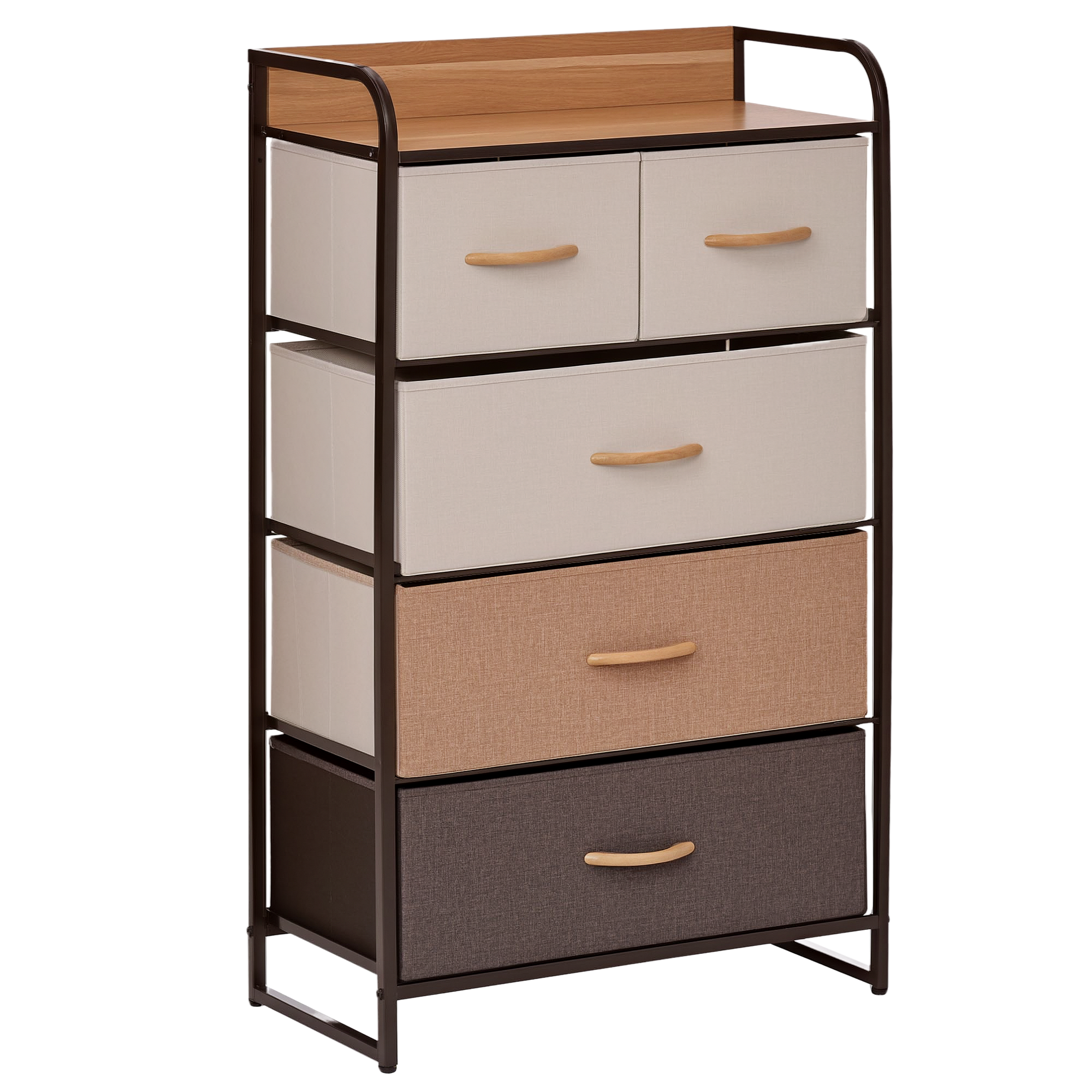 5 - Szuflada Dresser Tower 3 - Tier Przechowywanie Organizer z Stalowa rama Drewniany Blat do Sypialnia Hallway Closets