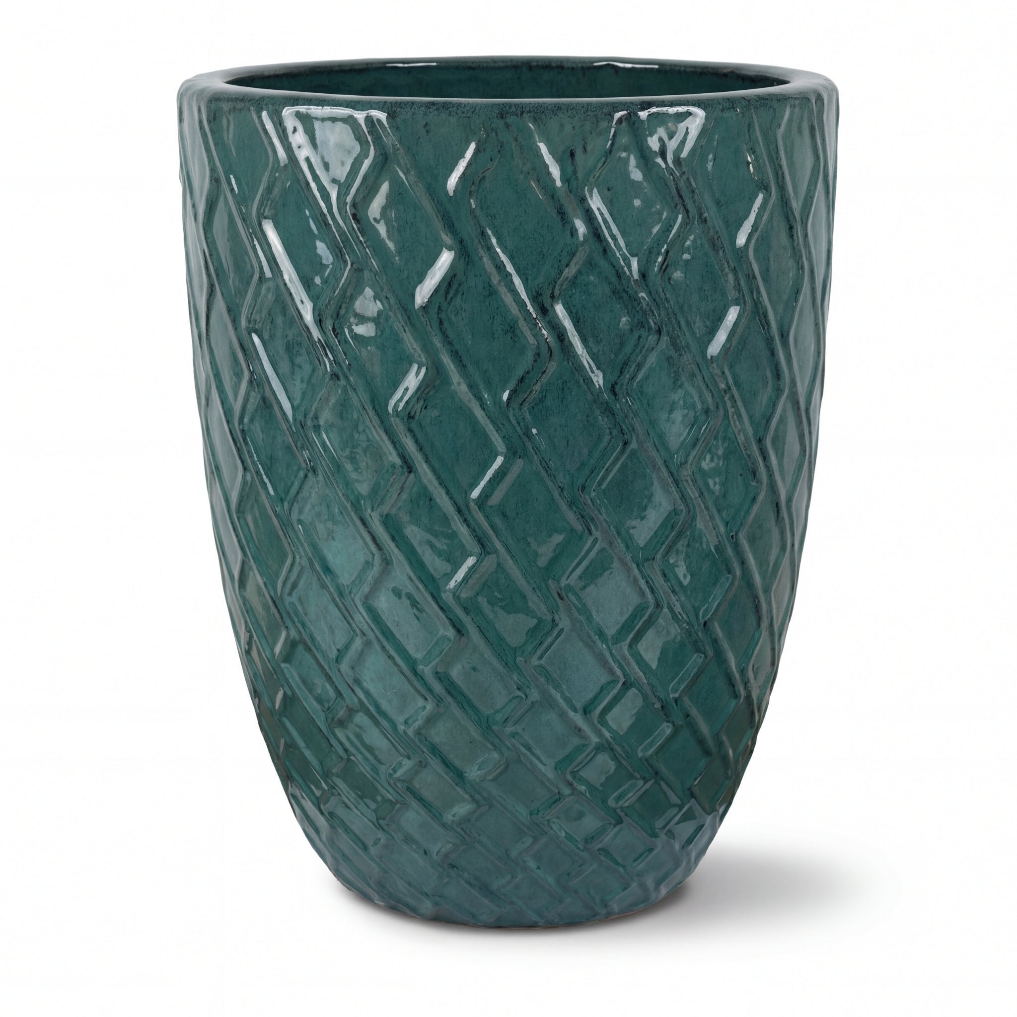 Donica ceramiczna Provencelia ZEUS Zielony, sred.41 x H54 cm, mrozoodporna, rękodzieło, szkliwiona