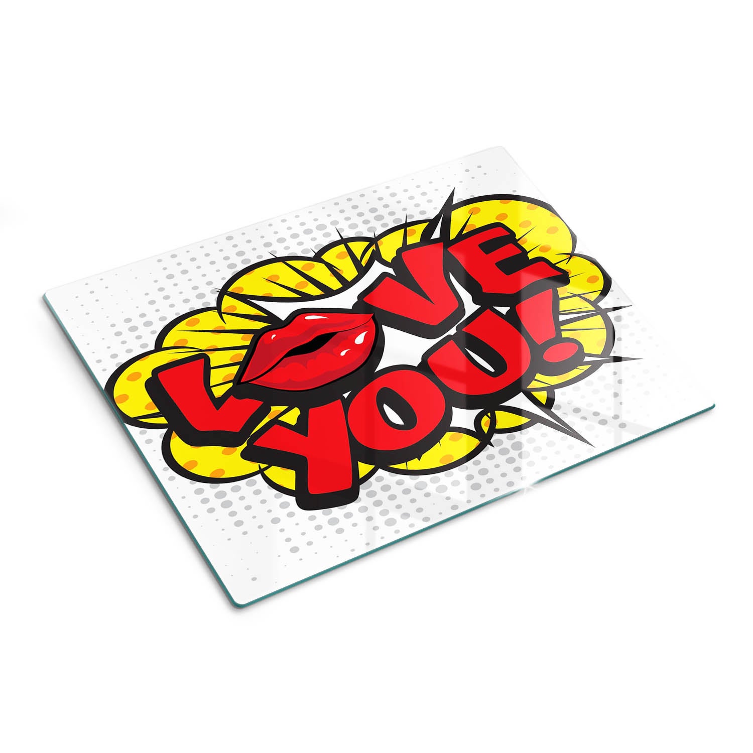 Dekoracyjna płyta szklana do kuchni z eleganckim wzorem - Kocham Cię! - 30x40 - Tulup