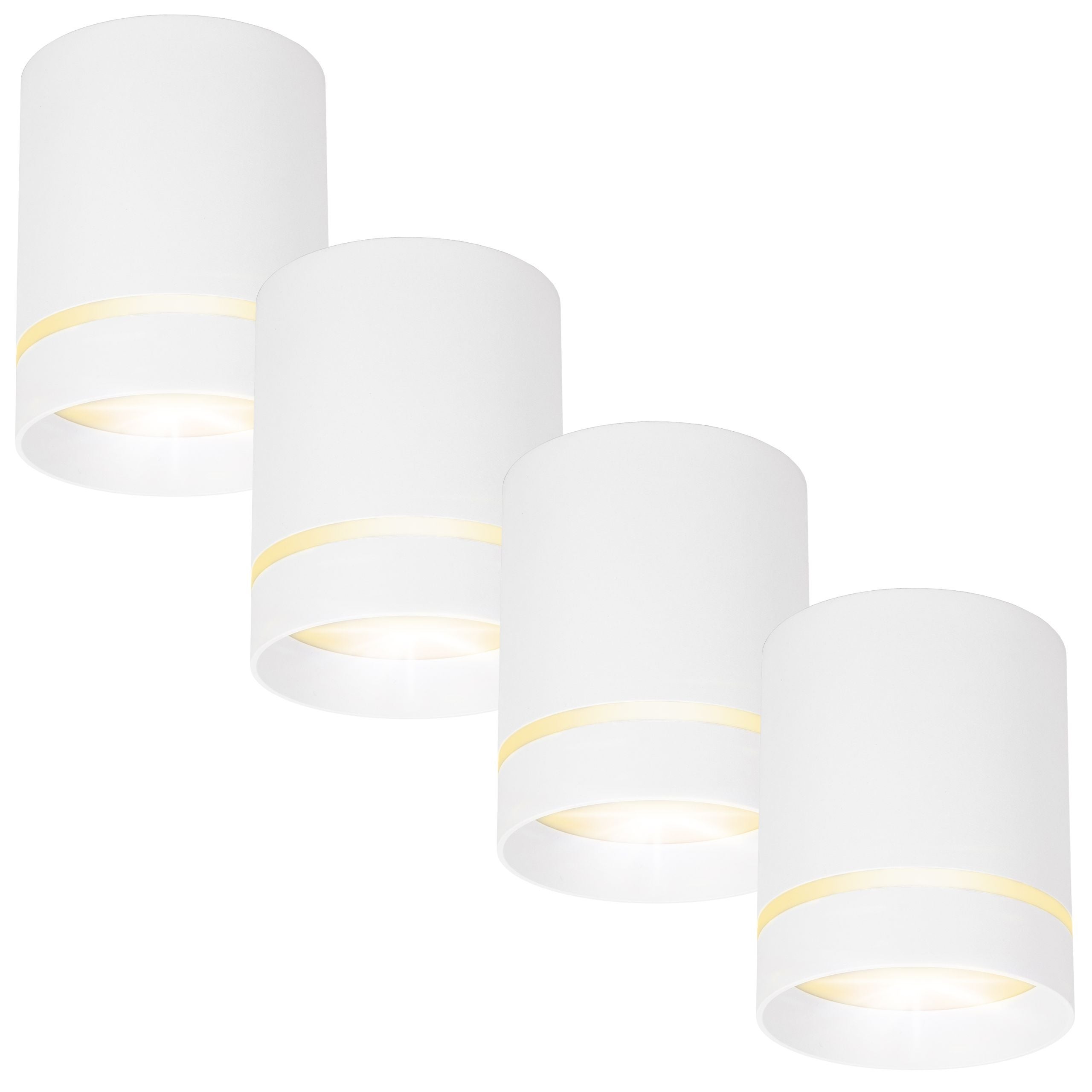 4x Ozdobny Reflektor natynkowy SPOT sufitowy ścienny Biały okrągły 4x GU10 Oprawa Halogenowa TUBA LED 4 szt. - LEDHOFF
