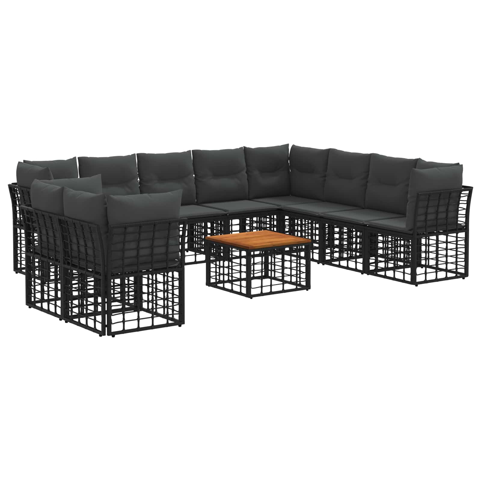 Zestaw sof na zewnątrz 11 pcs Czarny i Ciemnoszary Poliester vidaXL