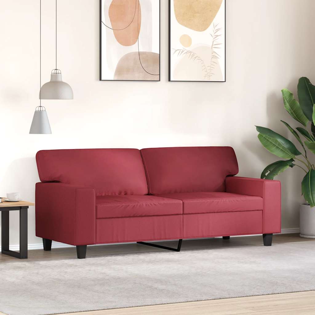 2-osobowa sofa, winna czerwień, 140 cm, sztuczna skóra