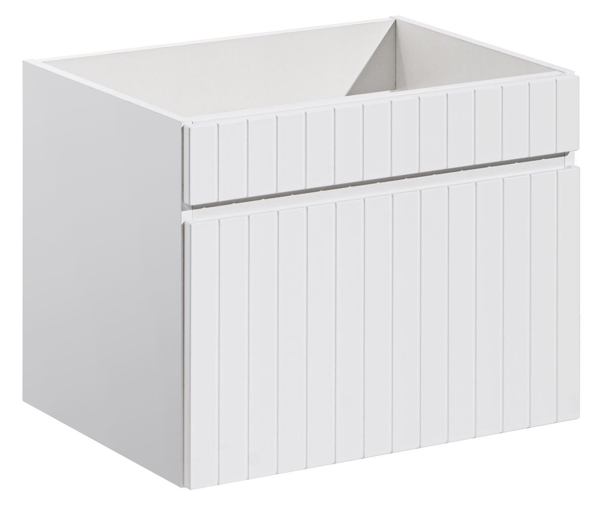 Szafka łazienkowa ICONIC White 60 cm wisząca biała ryflowana szuflada