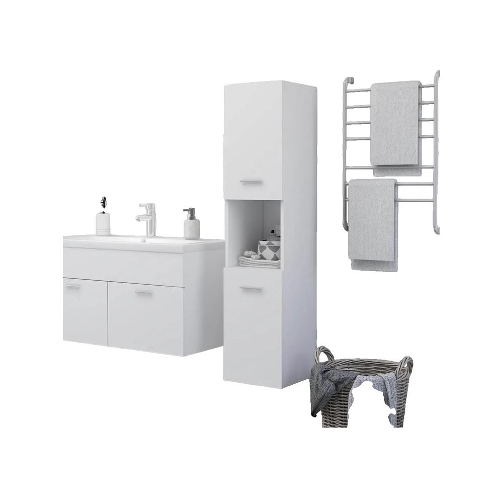 Mebel łazienkowy vidaXL Szafka 5 przegród 2 drzwi biała 30x30x130 cm