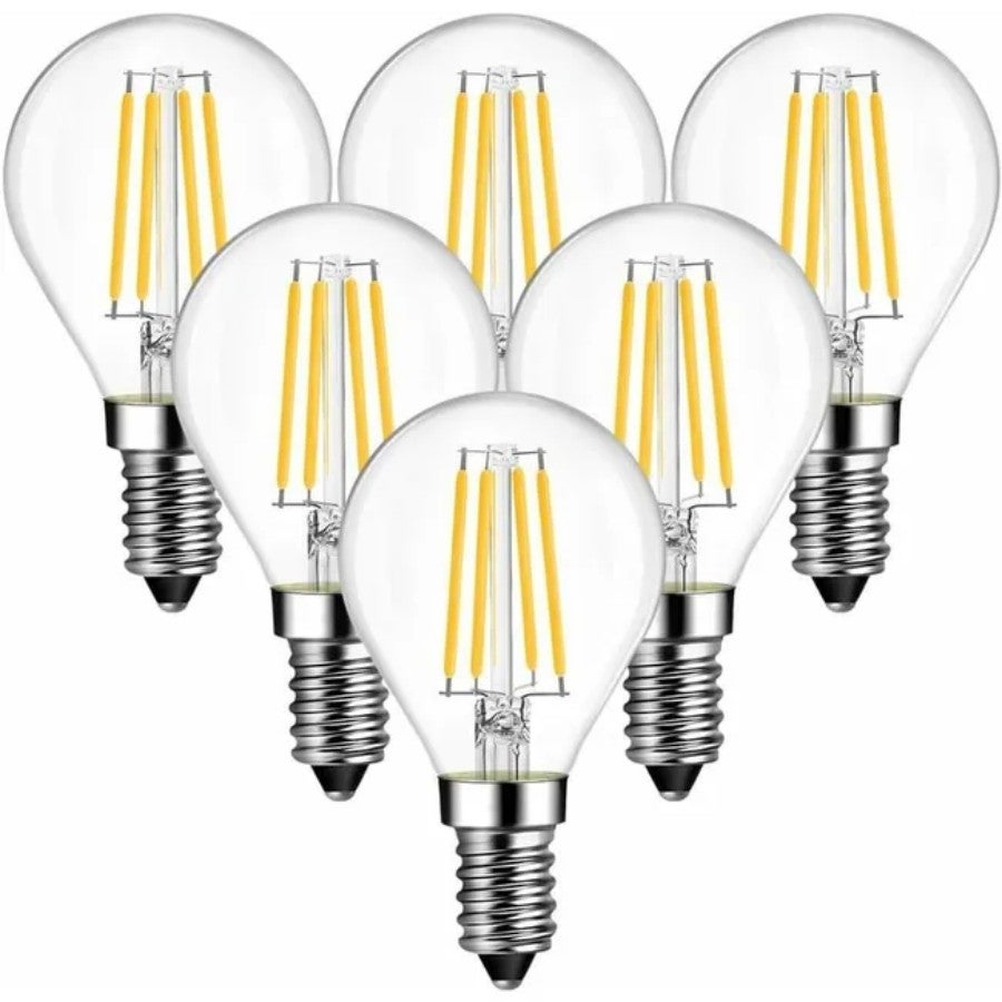 Żarówka LED Filament Mini Globe 4W E14, nieściemnialna, żarówka Edison Vintage, bursztynowe szkło, zestaw 6 sztuk