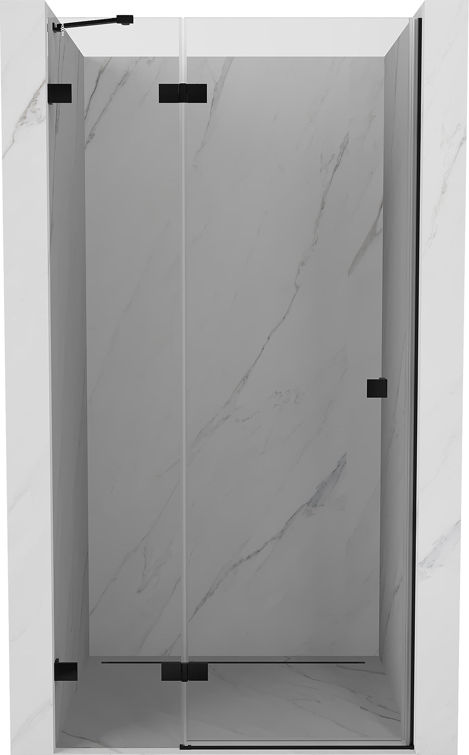 Mexen Lunar drzwi prysznicowe uchylne lewe 80 cm, transparent, czarne - 834-080-000-70-00-L