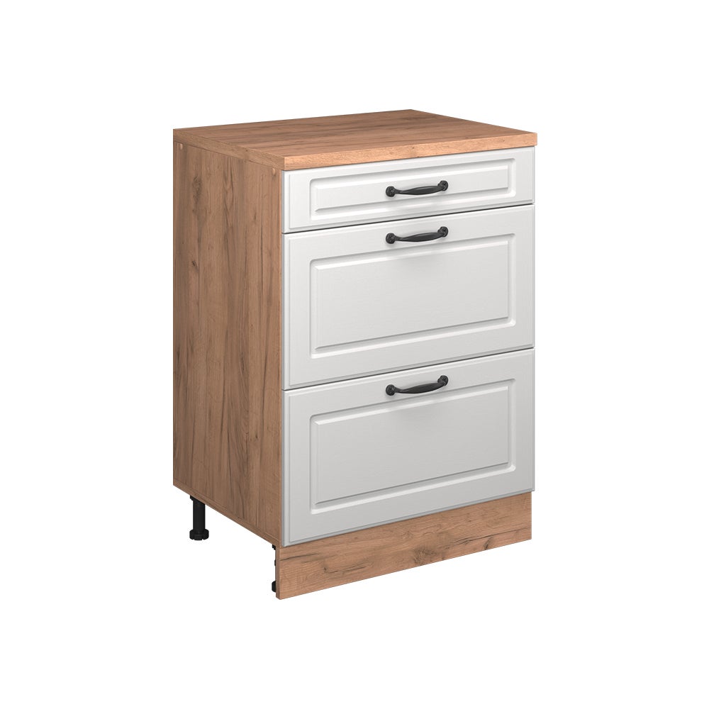 Vicco Komoda rozszerzająca Rion, Biały rustykalny/Dąb goldkraft, 60 x 46 cm bez skosu z 3 szufladami