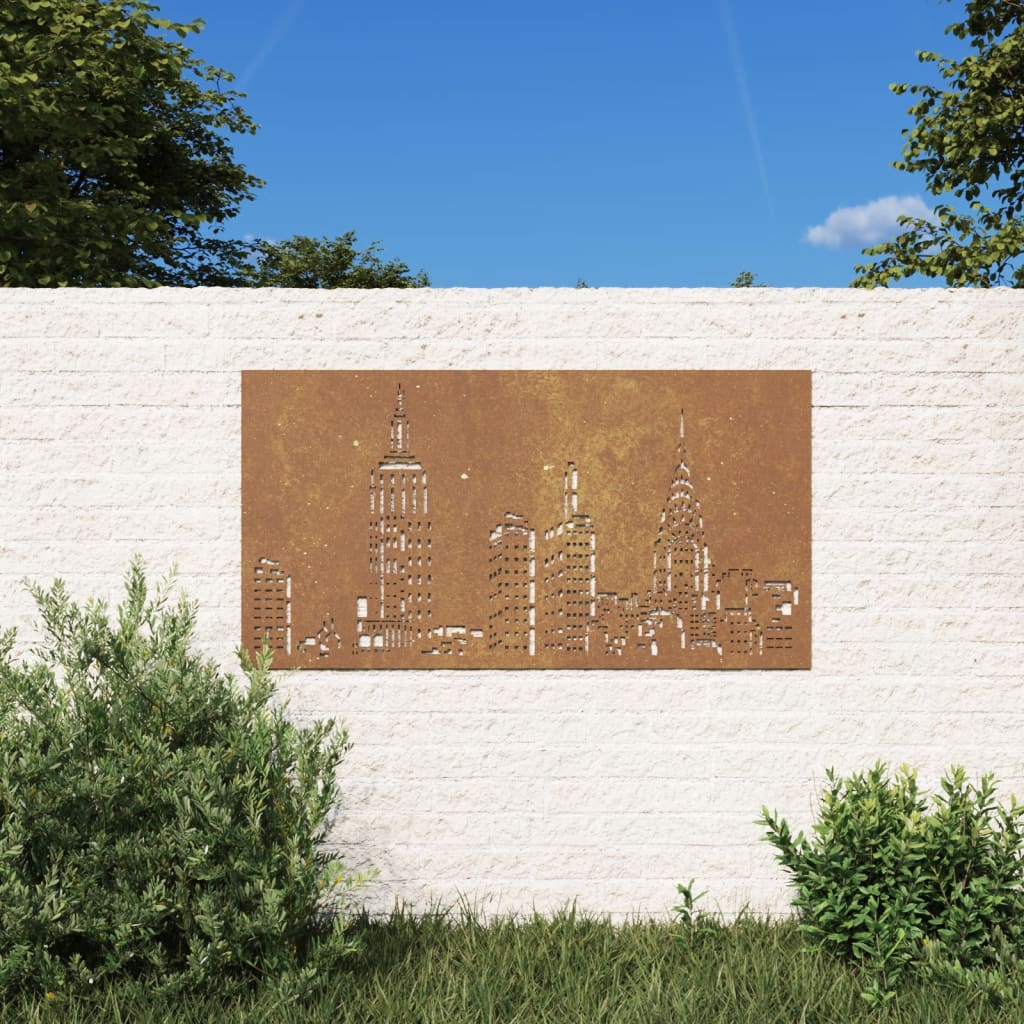 Ogrodowa dekoracja ścienna, 105x55 cm, stal kortenowska, miasto vidaXL
