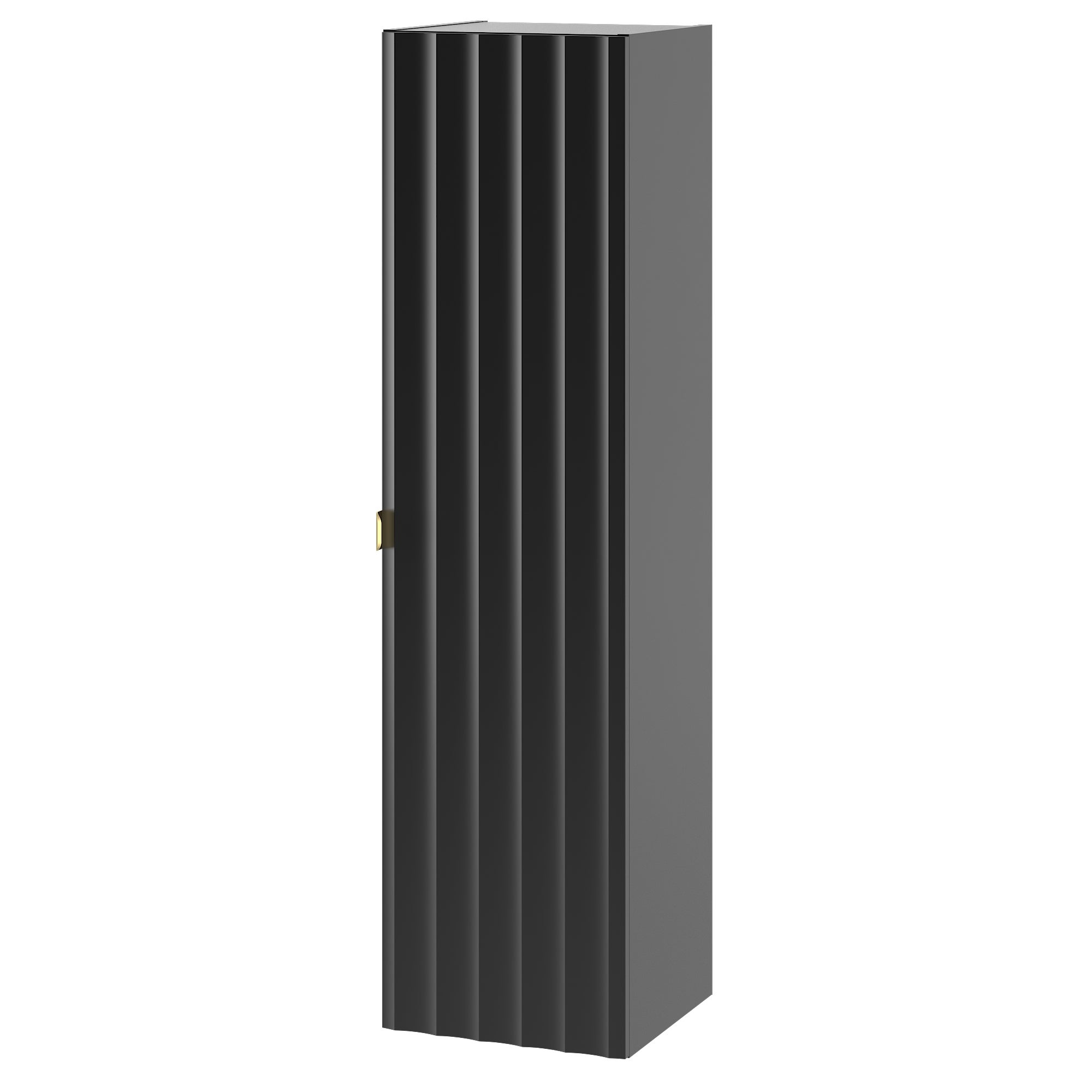 Słupek łazienkowy ARCOS 35 cm czarny ryflowany front złoty uchwyt