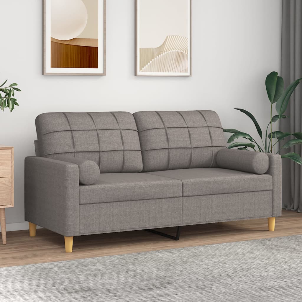 2-osobowa sofa z poduszkami, taupe, 140 cm, tkanina vidaXL