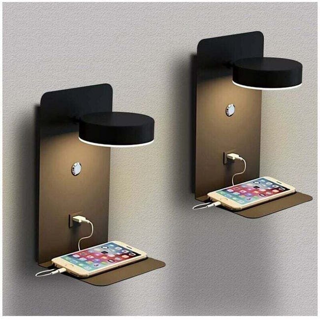 Kinkiet do salonu i przedpokoju, zestaw 2 lamp LED do wnętrz, 12 W, ściemnialny w trzech kolorach, nowoczesny kinkiet, czarny