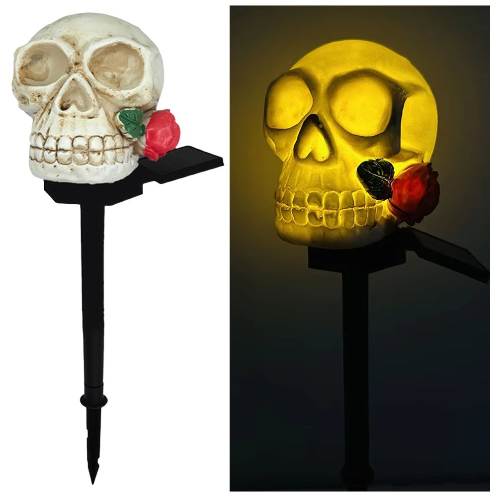 Dekoracje Halloween na zewnątrz, lampa solarna w kształcie czaszki Halloween, wodoodporne lampy dekoracyjne solarne Halloween (1 opakowanie)