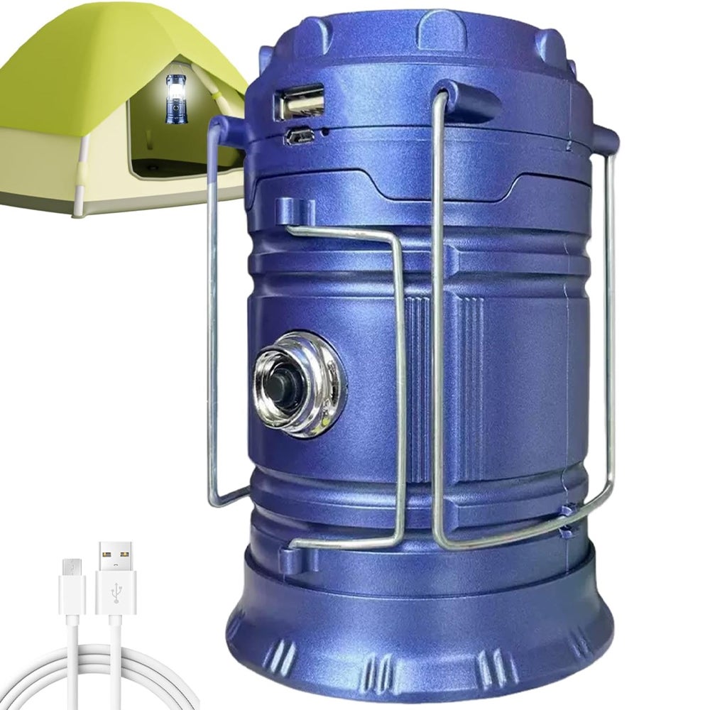 Przenośna lampa kempingowa - lampa wisząca do namiotu - latarka LED z akumulatorem - lampa wędkarska - oświetlenie ogrodowe - zasilane energią słonecz