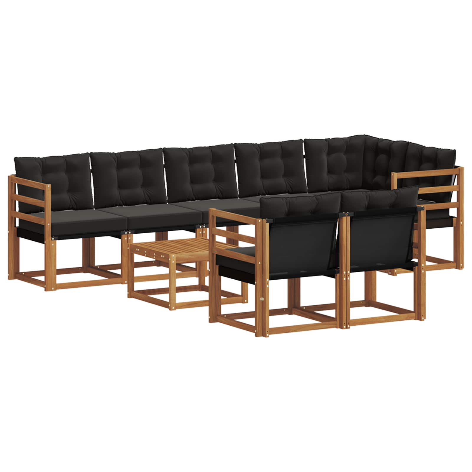 Zestaw sof na zewnątrz z poduszką 9 pcs Naturalny i czarny