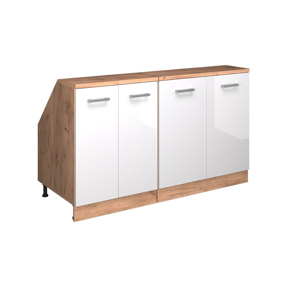 Vicco Zestaw szafek na dach skośny Rion, Biały wysoki połysk, 140 cm Zestaw 2 korpusów szafy głębokość 60 cm
