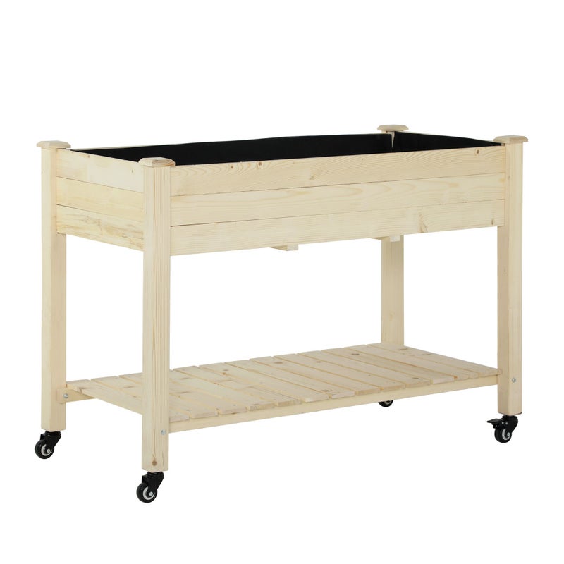 Wolnostojący Donica - Mobilny Vegetable Ogród - Półka, Irrigation Inserts, Dołączony Drenaż Felt - Solidny Pine Drewno