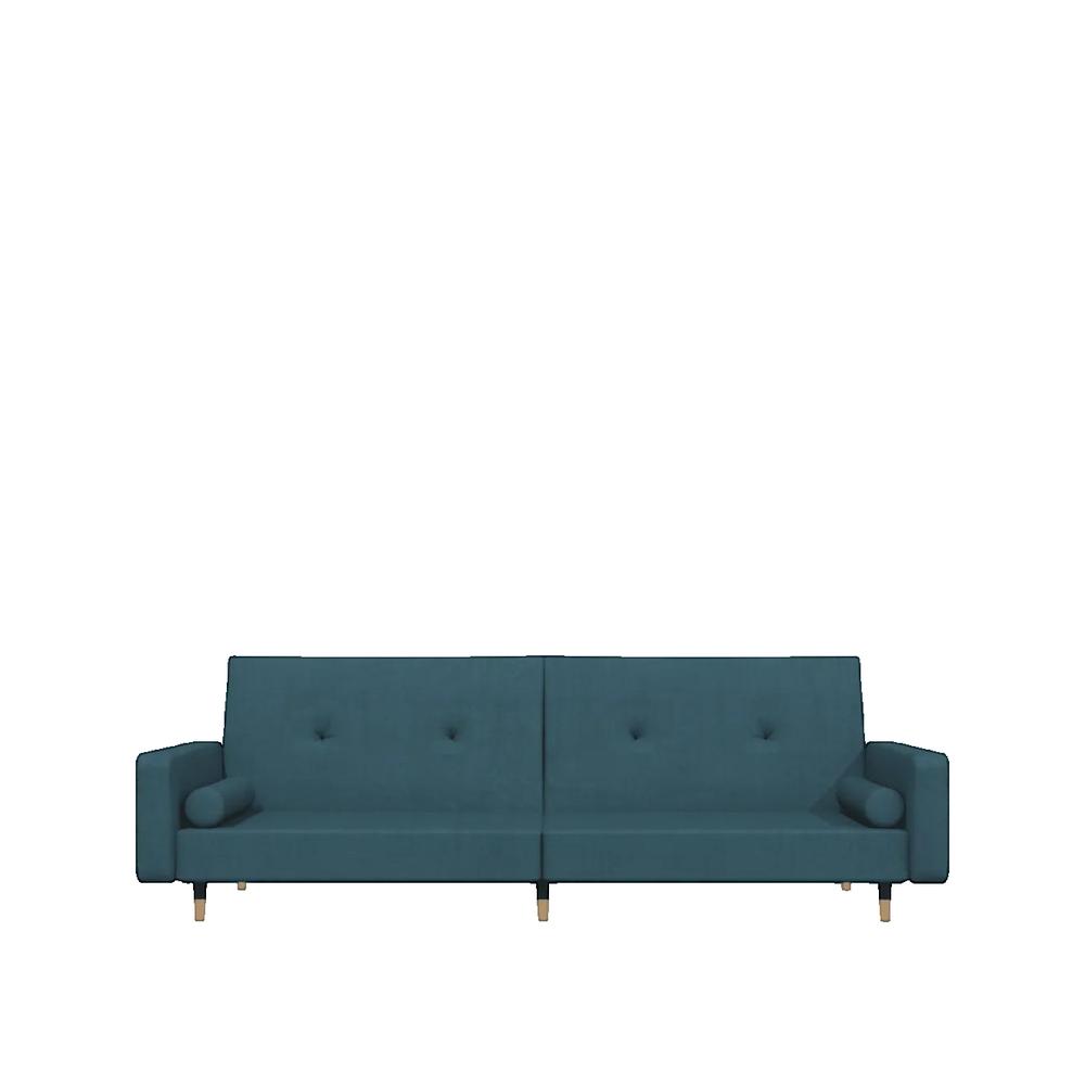 Sofa Łóżko vidaXL 2-osobowy Welur Niebieski z Drewnianą Konstrukcją