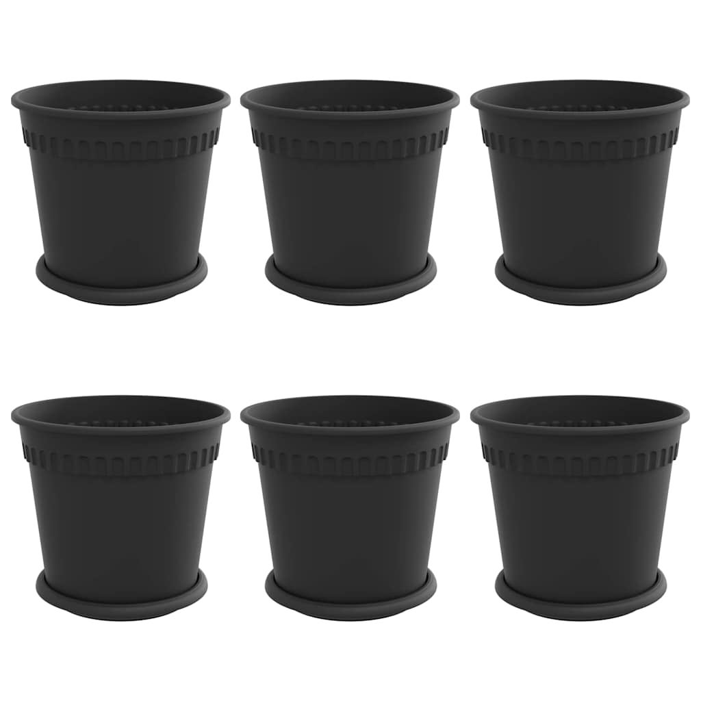Doniczki 6 pcs Czarny Ø 19 x 16 cm Z tworzywa sztucznego