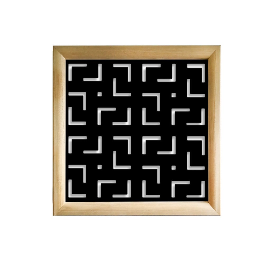 LABYRINTH M - Kwadratowe moduły dekoracyjne z drewna i PVC - Rozmiar 73x73 cm - Grubość 64 mm - Kolor wewnętrzny CZARNY
