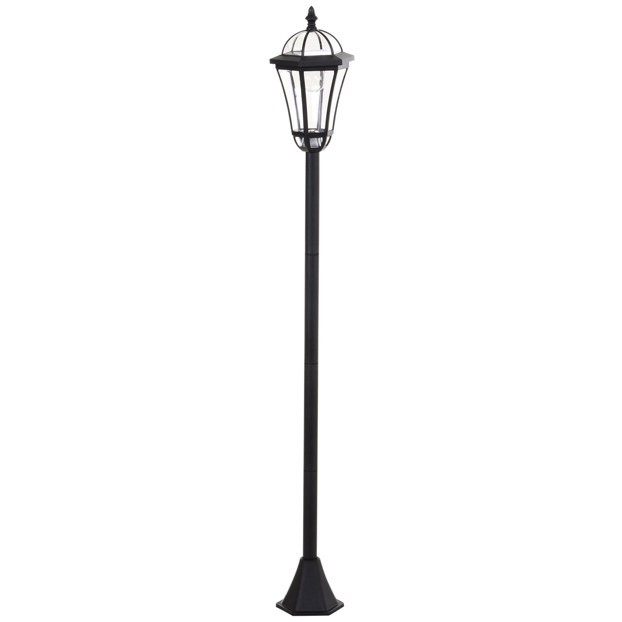 Solarna lampa ogrodowa wbijana 18.5 × 18.5 × 129 cm, czarny, tworzywo, zestaw 2 szt., IP44, z czujnikiem