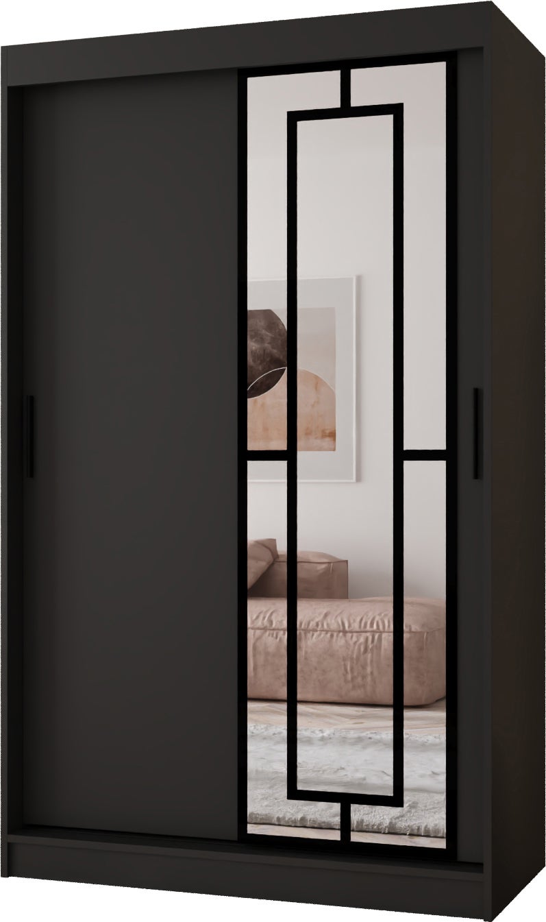 Szafa przesuwna z lustrem MODENA 120 x 62 x 200 czarny + u. czarny