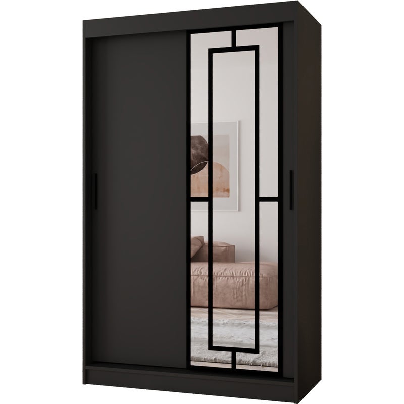 Szafa przesuwna z lustrem MODENA 120 x 62 x 200 czarny + u. czarny