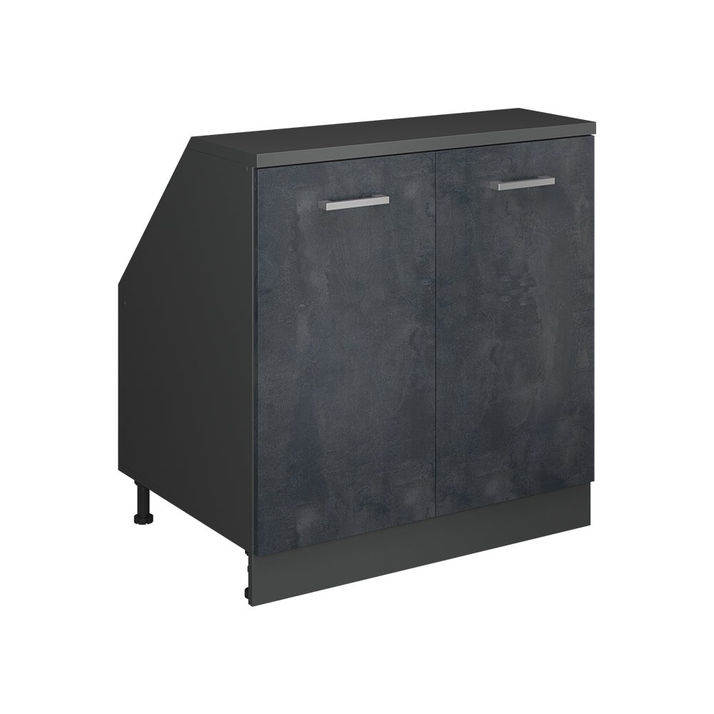 Vicco Szafa skosna Rion, Czarny beton, 80 x 81.6 cm z 2 drzwiami, korpus szafy głębokość 60 cm