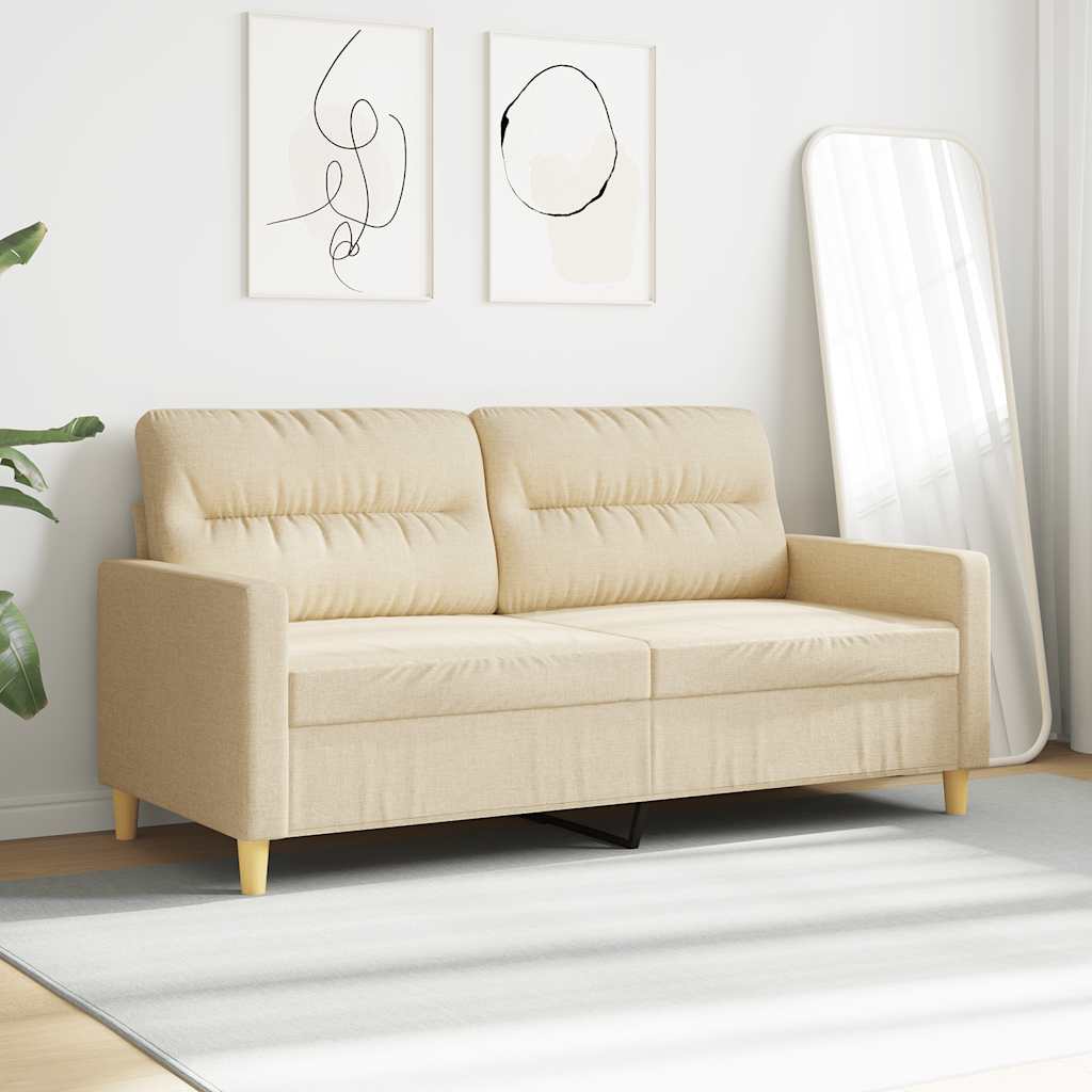 2-osobowa sofa, kremowa, 140 cm, tapicerowana tkaniną