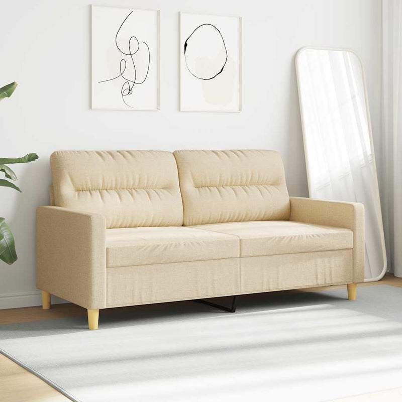 2-osobowa sofa, kremowa, 140 cm, tapicerowana tkaniną