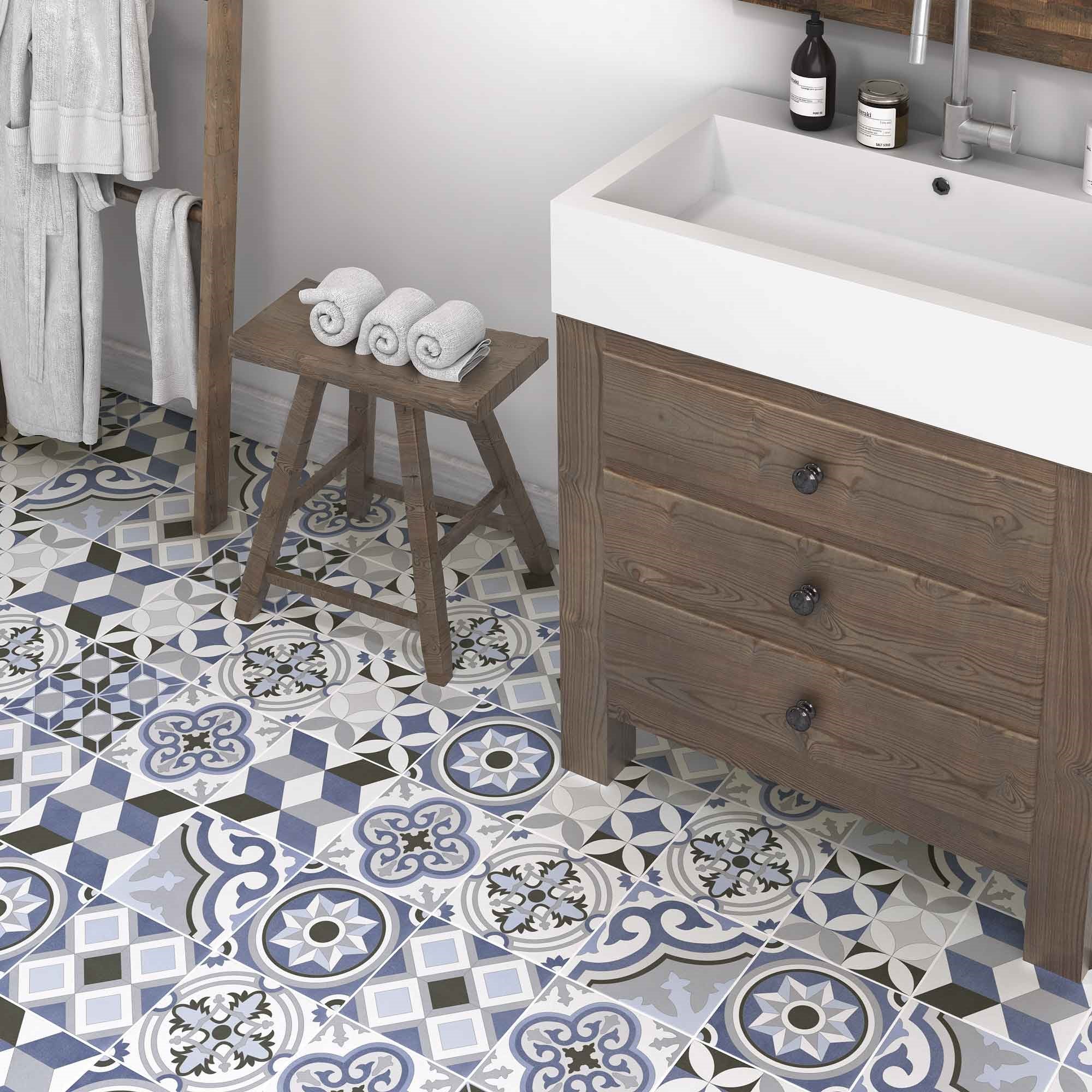 Płytka porcelanowa premium o efekcie hydraulicznych wzorów Matanzas Patchwork 20x20 cm