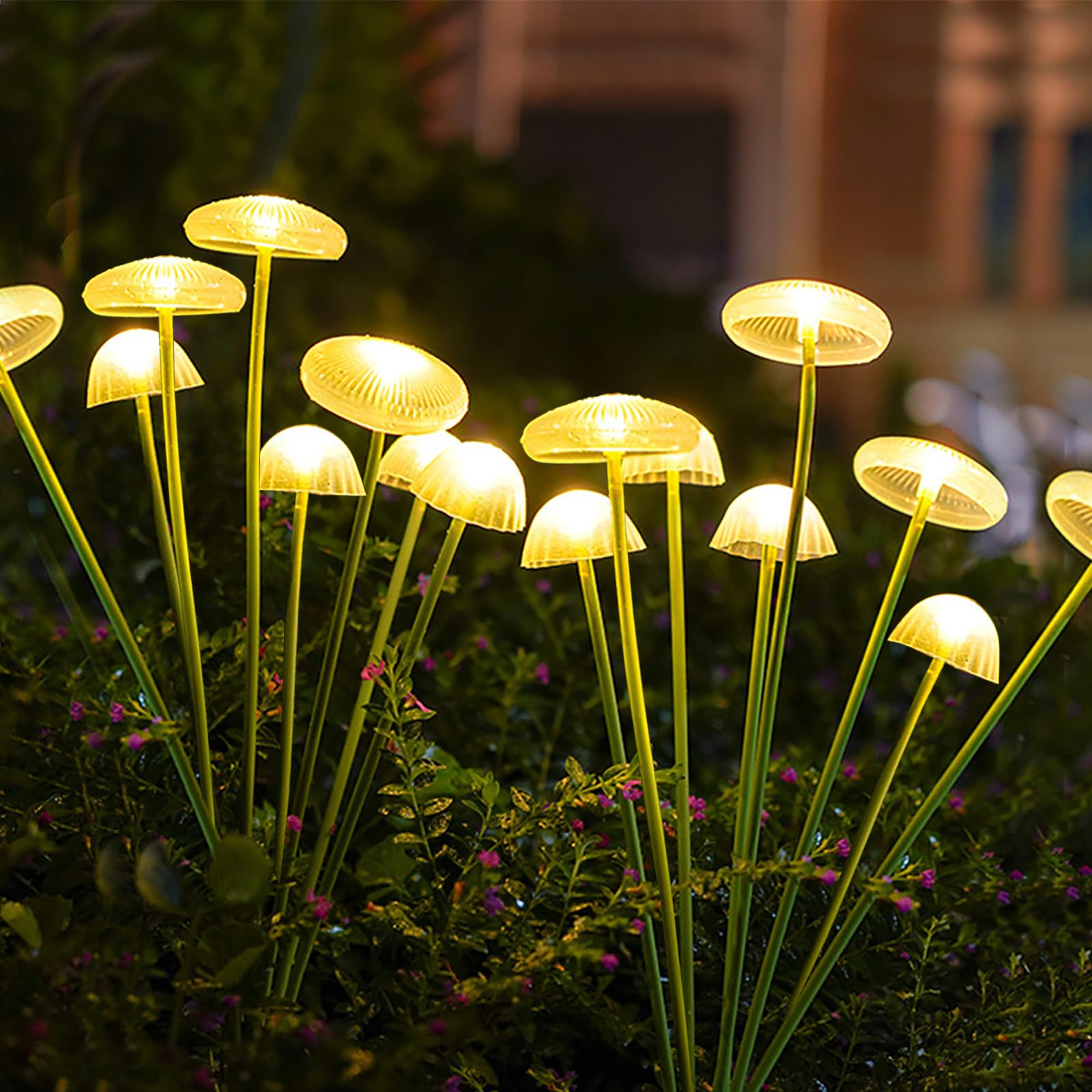 2 sztuki Lamp Solarnych Zewnętrznych do Ogrodu, 8 LED światło Meduzy Zewnętrzne Solarne Świetliki, Kołyszące Się Lampy Solarne do Ogrodu, Biały Ciepły