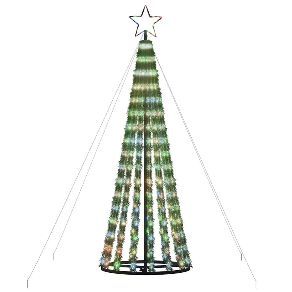 Choinka LED Zewnętrzna Kolorowa 180 cm USB z Gwiazdą i Podstawą