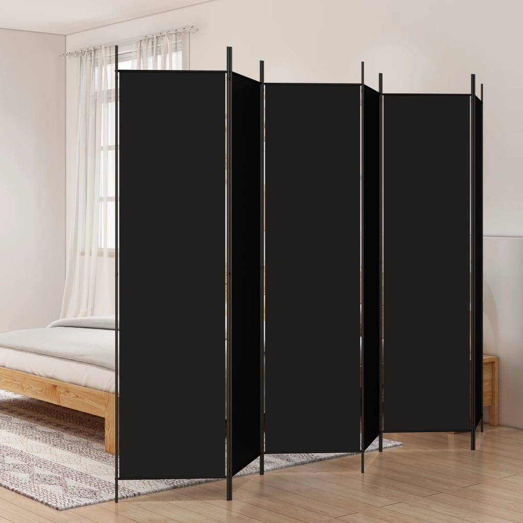 Parawan 6-panelowy, czarny, 300x200 cm, tkanina vidaXL