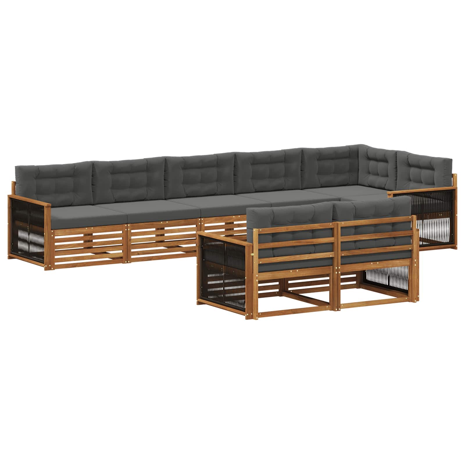 Zestaw sof na zewnątrz z poduszką 8 pcs Naturalny i Antracytowy