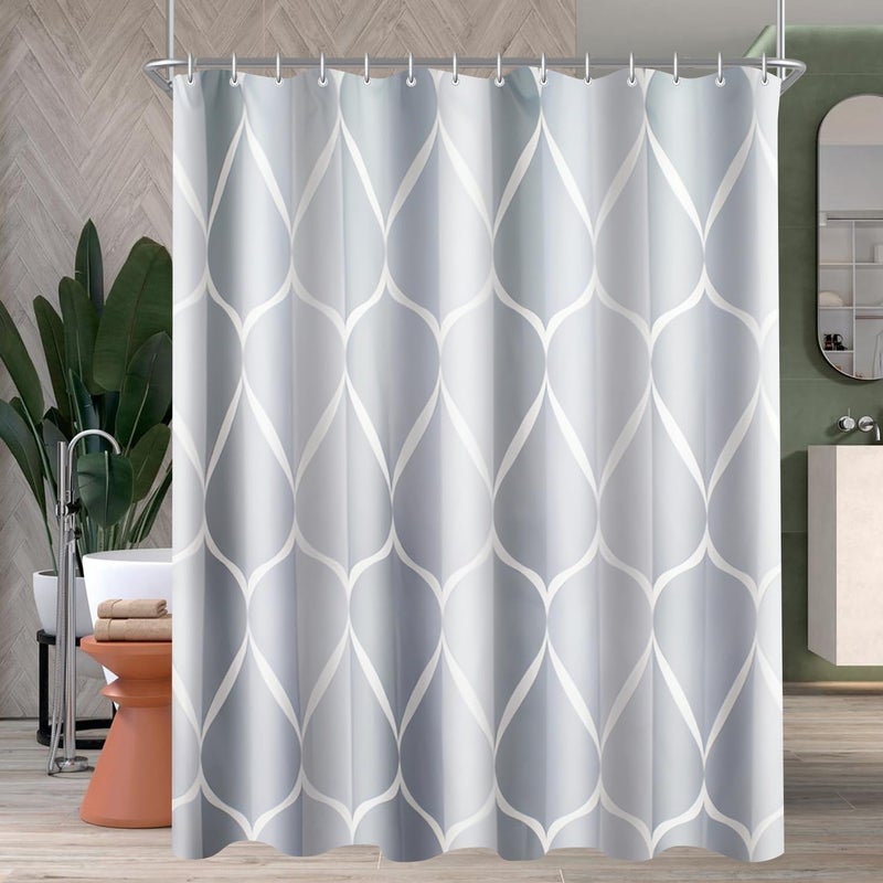 Zasłona prysznicowa 180 x 200 cm - Wzór kropli wody - Obciążony brzeg - Materiał odporny na pleśń - Wodoodporny - Zmywalny - Materiał poliestrowy - Do