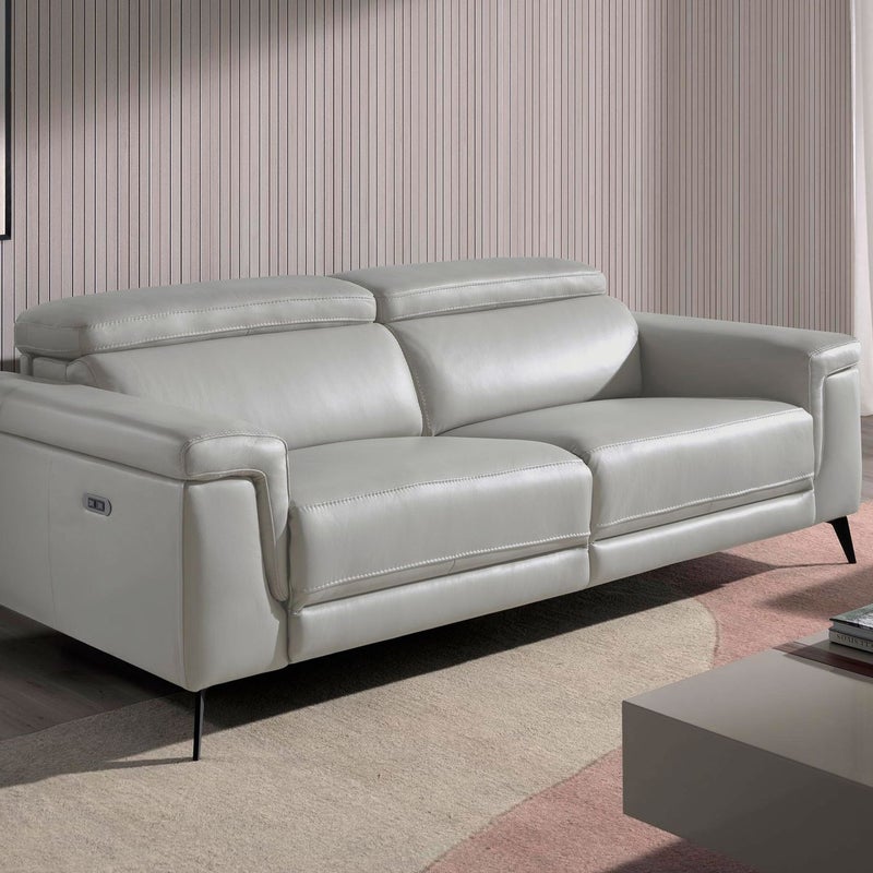 ANGEL CERDA Szara skórzana sofa 3-osobowa